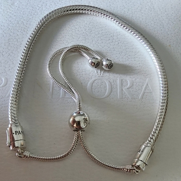 Pandora Moments Snake Chain Slider Bracelet - Picture 3 of 11